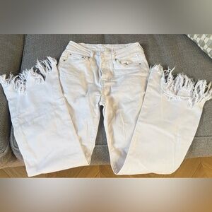 White Distressed White Jeans